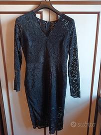 Abito Elegante Tubino Nero Pizzo