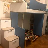 Cameretta soppalco 2 letti e armadi