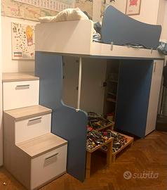 Cameretta soppalco 2 letti e armadi