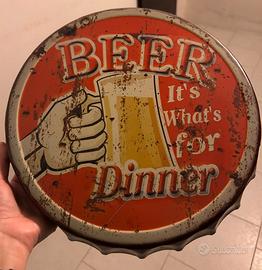 Targa pannello tappo beer birra pub vintage