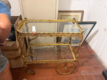 carrello portavivande vintage in ottone