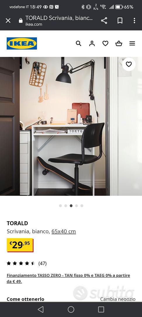 TORALD scrivania, bianco, 65x40 cm - IKEA Italia