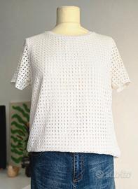 T-shirt Tommy Hilfiger in pizzo sangallo bianco  M
