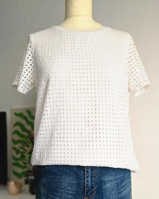 T-shirt Tommy Hilfiger in pizzo sangallo bianco  M