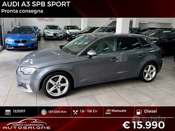 Audi A3 SPB 1.6 TDI 116 CV Sport FINANZIABILE