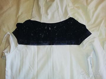 completo felpa e canotta, bianca con pizzo blu 