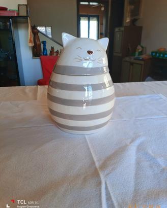 Biscottiera ceramica a forma di gatto