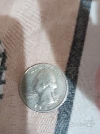 moneta Americana mezzo quarto di dollaro 1968