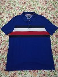 Polo Tommy Hilfiger Slim Fit Taglia L Blu Cotone 