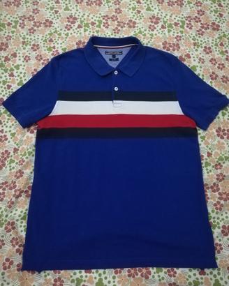Polo Tommy Hilfiger Slim Fit Taglia L Blu Cotone 