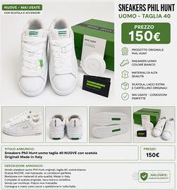 Sneakers Phil Hunt uomo taglia 40 NUOVE cn scatola