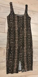 Vestito lungo a tubino attillato animalier