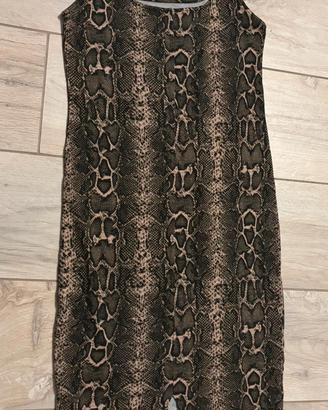 Vestito lungo a tubino attillato animalier