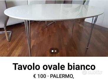 Tavolo ovale in legno laccato bianco