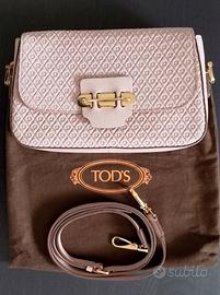 Borsa rosa cipria a tracolla a mano in pelle Tod's