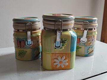 3 barattoli ceramica anni '90 