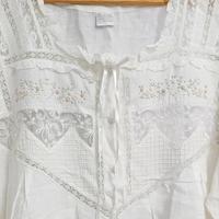 camicia da notte 100% puro Lino con ricamo pregiat