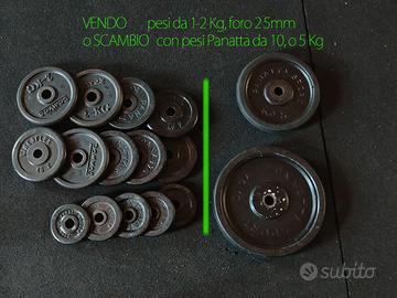 Dischi pesi per palestra da 1-2 Kg 25mm o cambio
