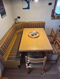 Giropanca ad angolo in legno massello + Tavolo 80x