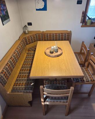 Giropanca ad angolo in legno massello + Tavolo 80x