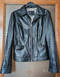 chiodo  in pelle nera donna