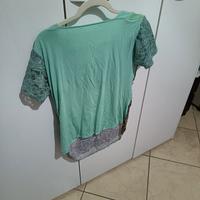 maglietta verde mm con fantasia sul davanti 