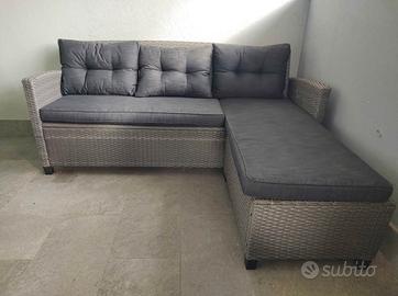 Divano lounge con chaise longue da esterno 3 posti
