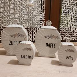 antico set contenitori cucina profilo argentato 