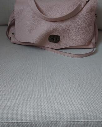 borsa postina vera pelle italiana colore rosa. 
