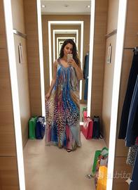 abito lungo animalier made in Italy taglia L