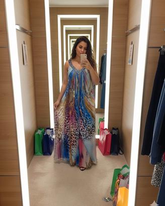 abito lungo animalier made in Italy taglia L