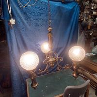 lampadario a tre luci vintage palle vetro zigrinat