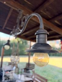Lampadario in ferro, arredo bar/giardino. Anni 30