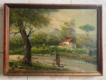 Olio su tela – Paesaggio rurale