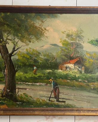 Olio su tela – Paesaggio rurale