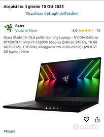 Razer Blade 15” in perfette condizioni 1300€