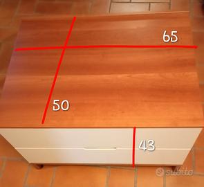Comodino design moderno 65x50, rovere e crema, par