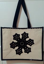Borsa mare donna tela e juta handmade