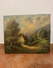 Dipinto olio su tela "Valdés" paesaggio rurale