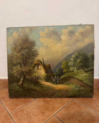 Dipinto olio su tela "Valdés" paesaggio rurale