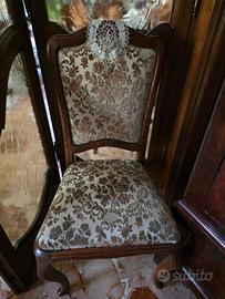 4 sedie Vintage in Legno e Pregiato Velluto 