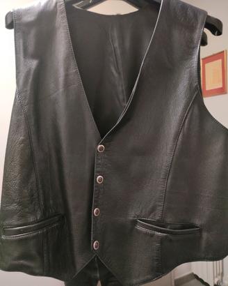 gilet uomo nero pelle 