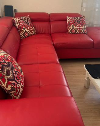 Divano angolare rosso