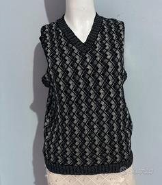 Gilet in pura lana M stampa geometrica vintage