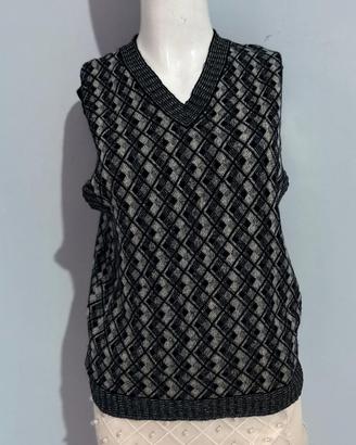 Gilet in pura lana M stampa geometrica vintage