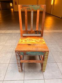 Sedia in legno massello stile vintage/shabby