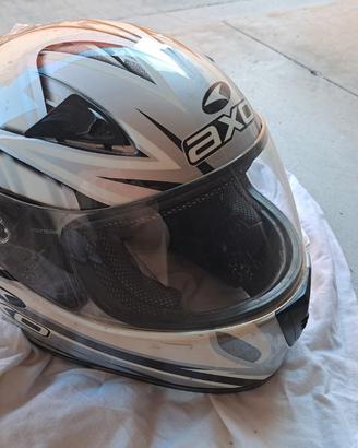 Casco integrale AXO bianco nero e grigio usato tg