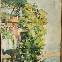 Antico dipinto acquerello firmato Ugo Matania '800