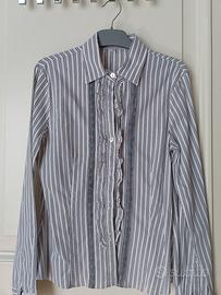 Camicia righe con pizzo e rouches 