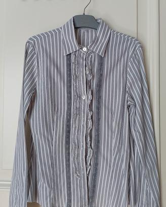 Camicia righe con pizzo e rouches 